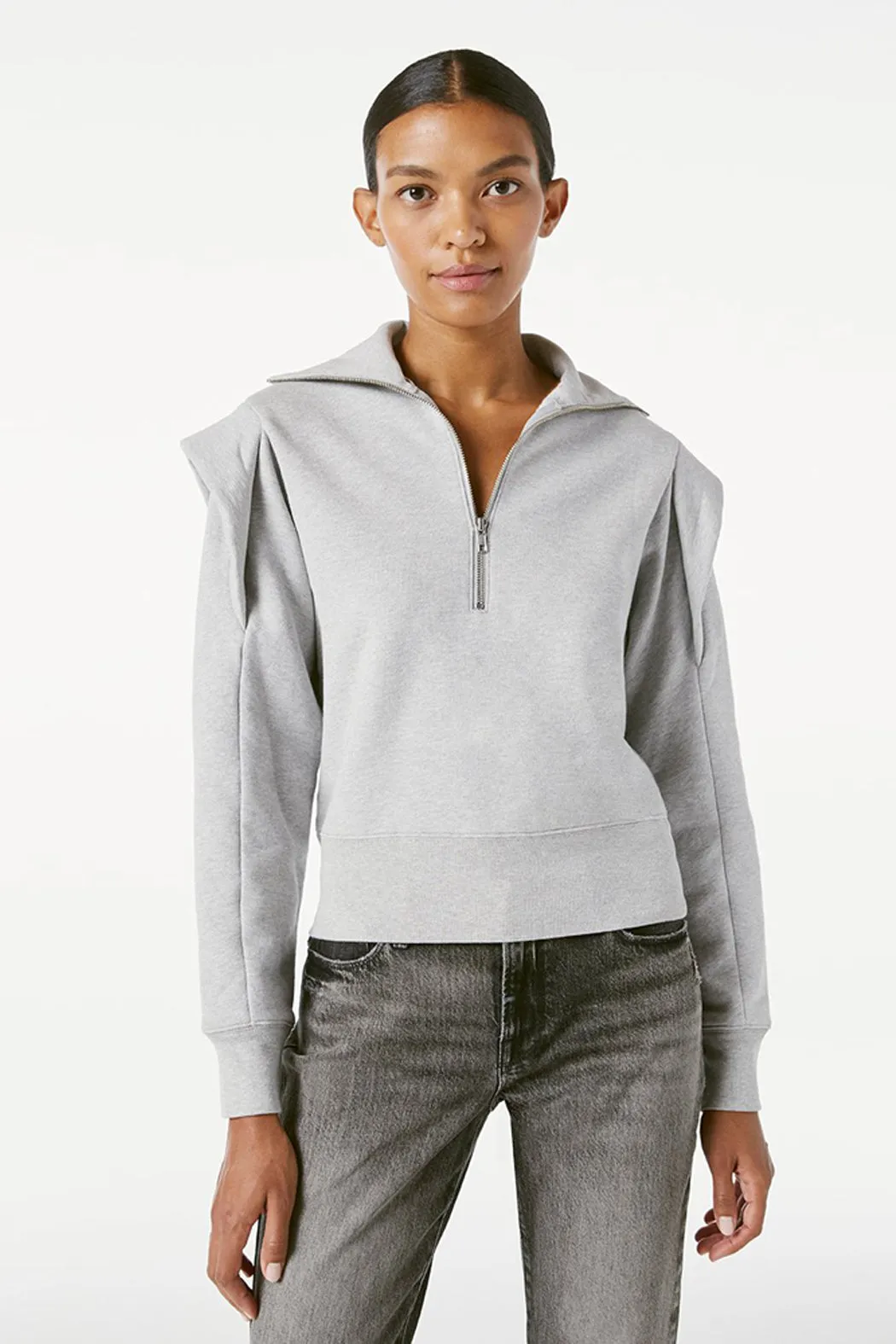 FRAME - Sporty Zip Sweatshirt Gris Heather