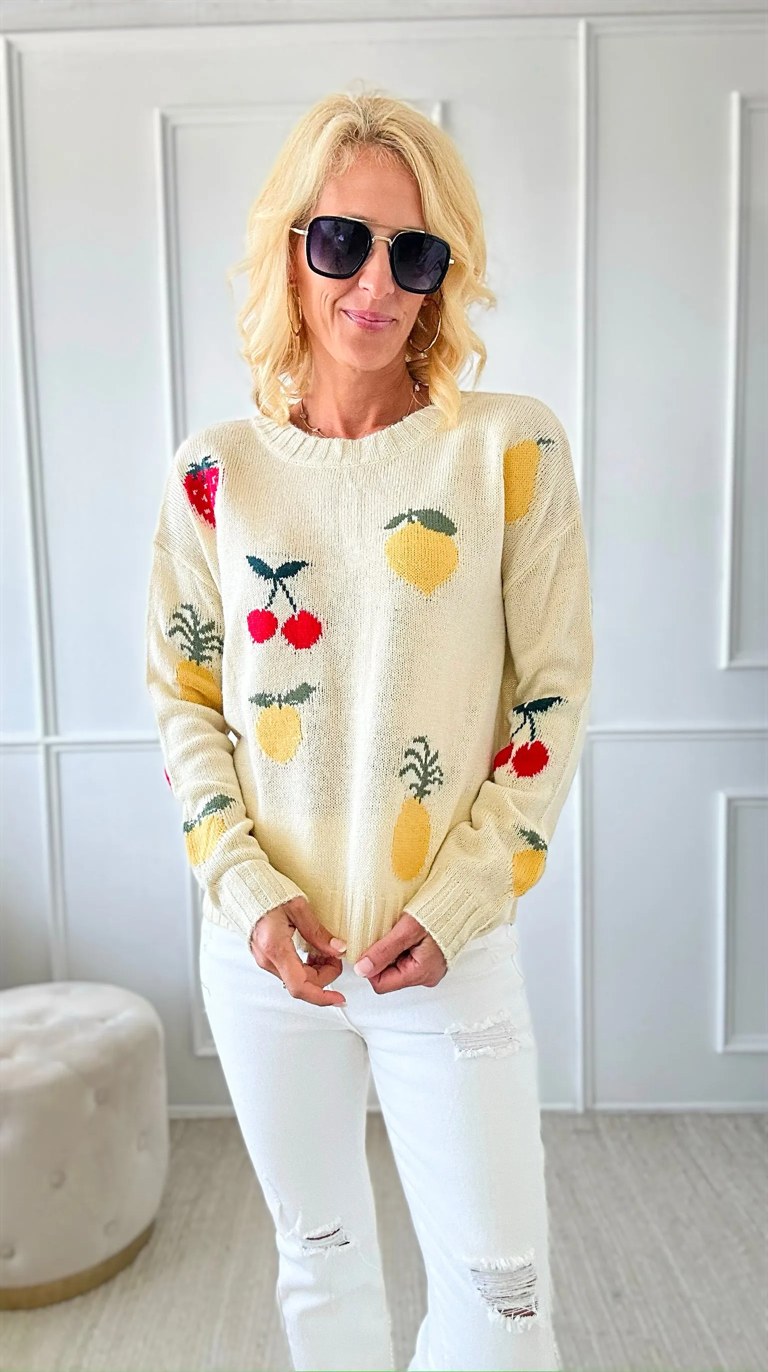 Fruit Jacquard Knitted Sweater