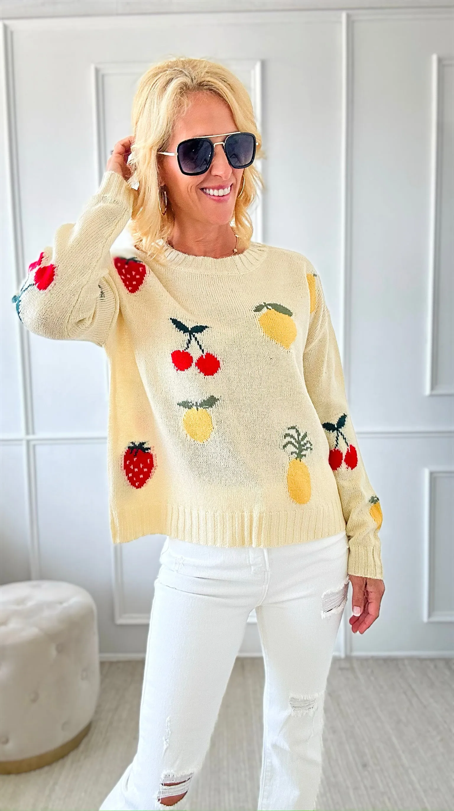 Fruit Jacquard Knitted Sweater