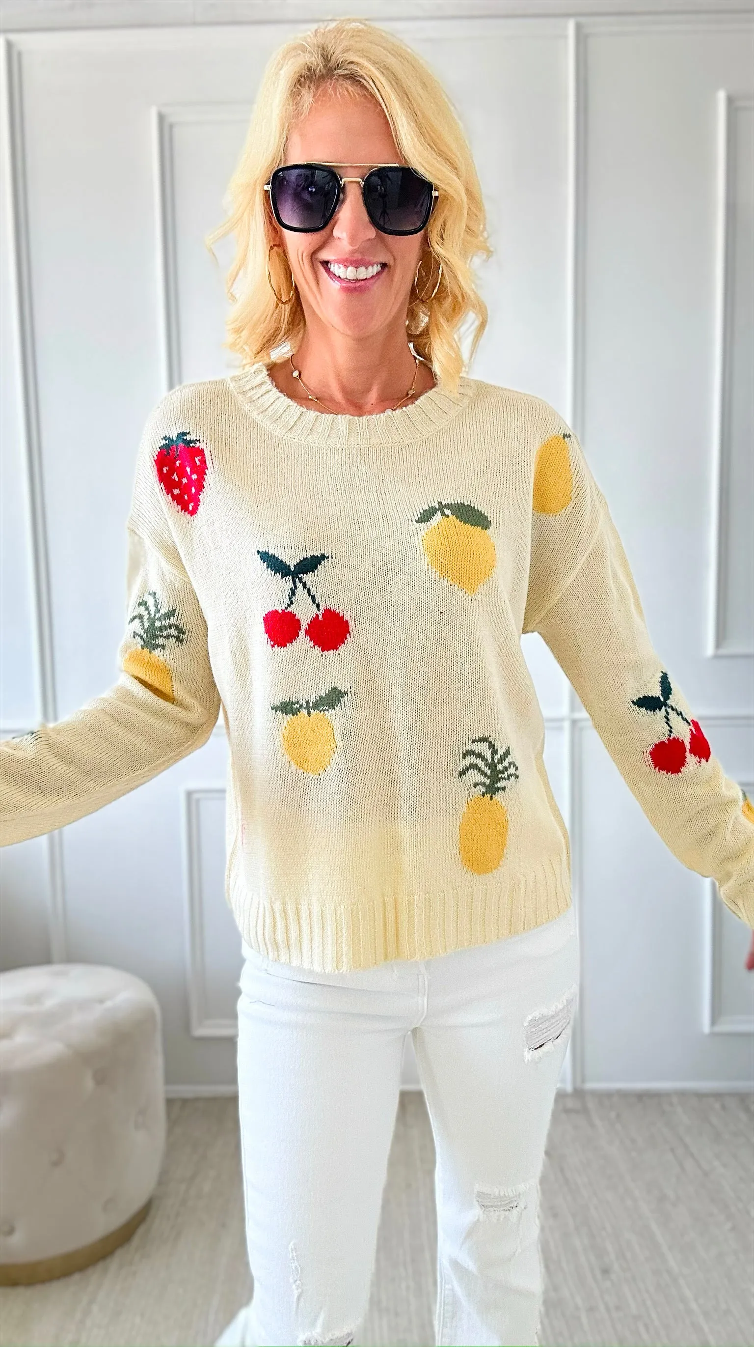 Fruit Jacquard Knitted Sweater