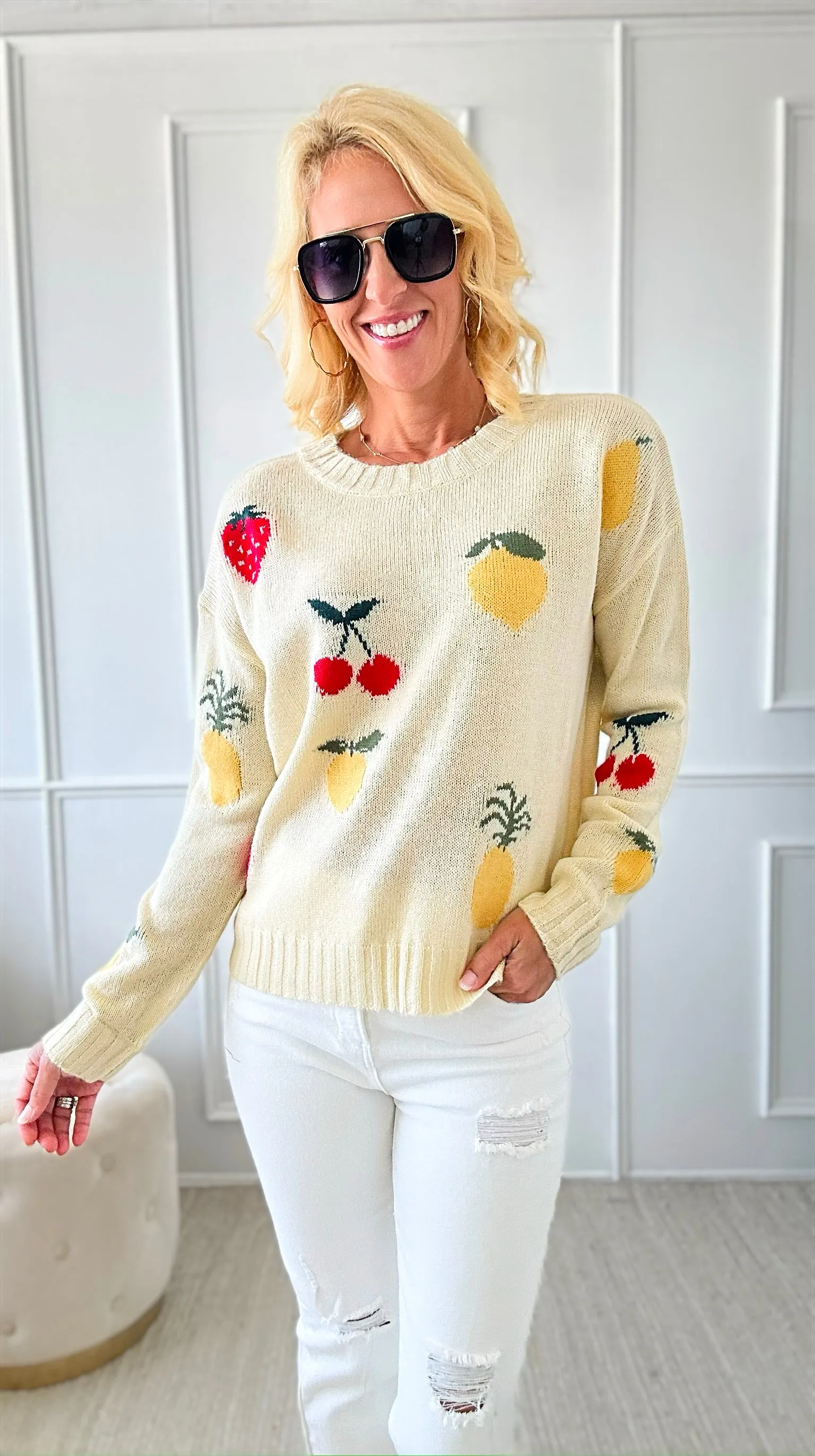 Fruit Jacquard Knitted Sweater