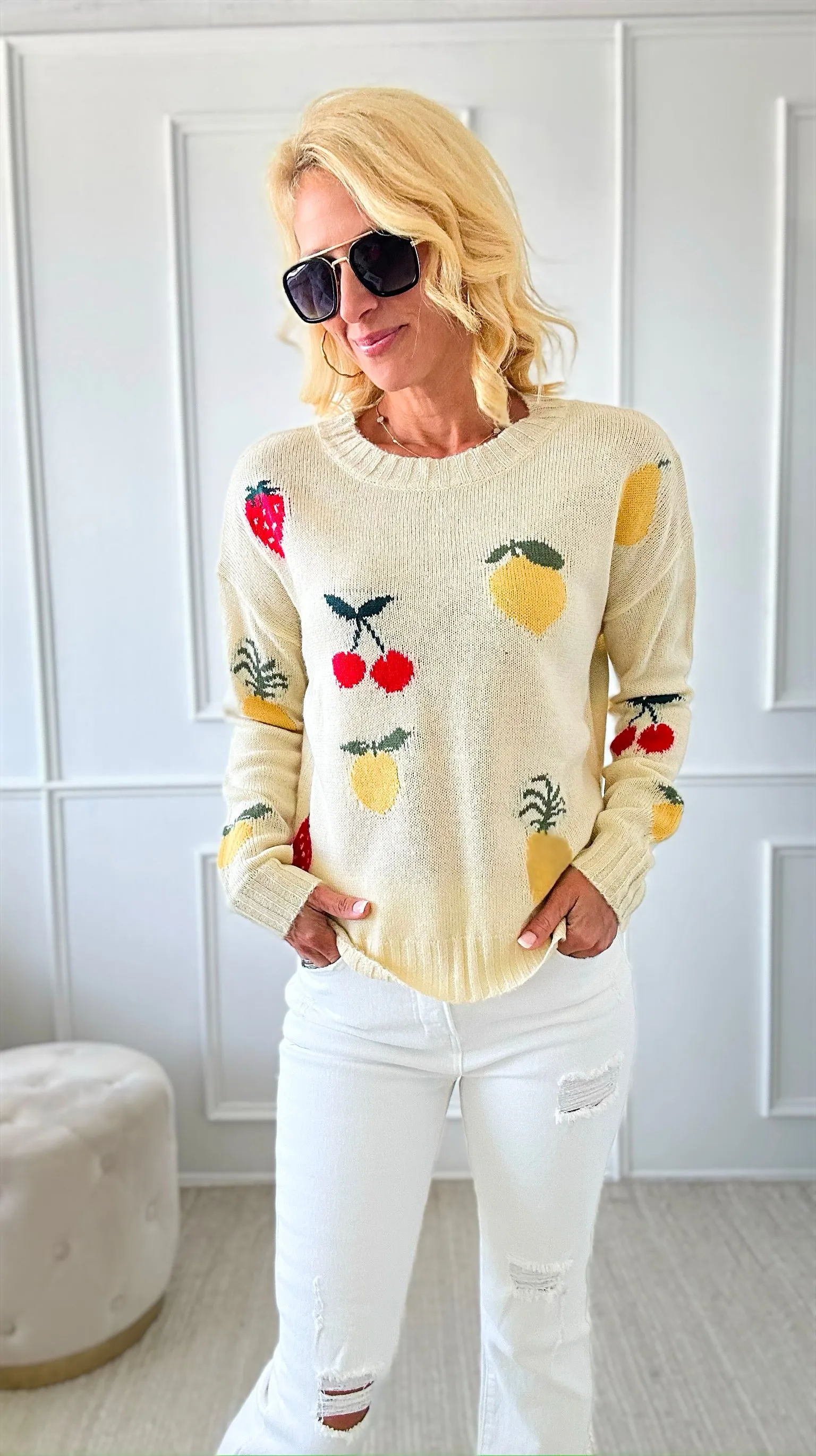 Fruit Jacquard Knitted Sweater