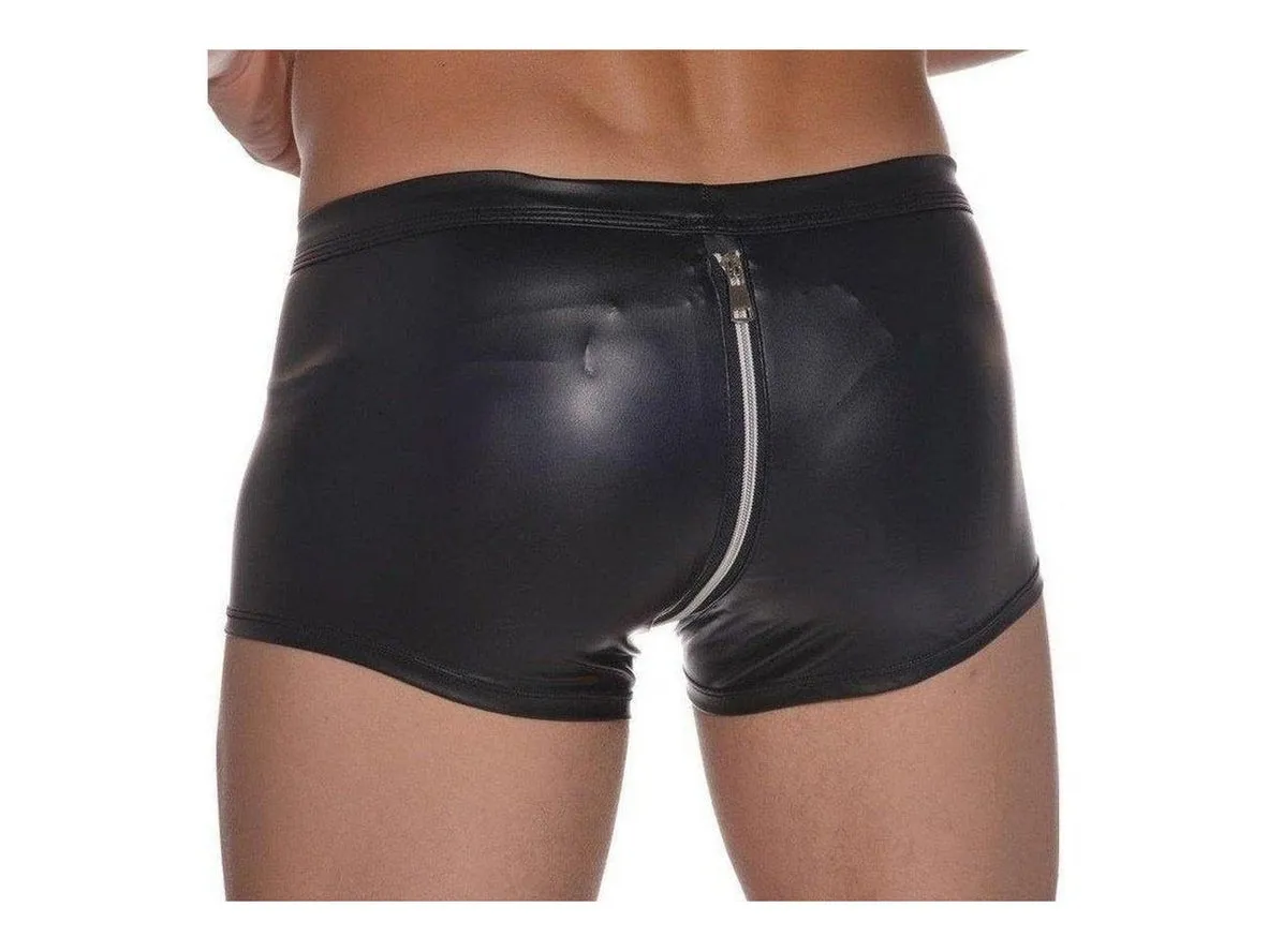 Gay Boxer Briefs | CAVE HERO Soft Faux Leather Zipper Boxers