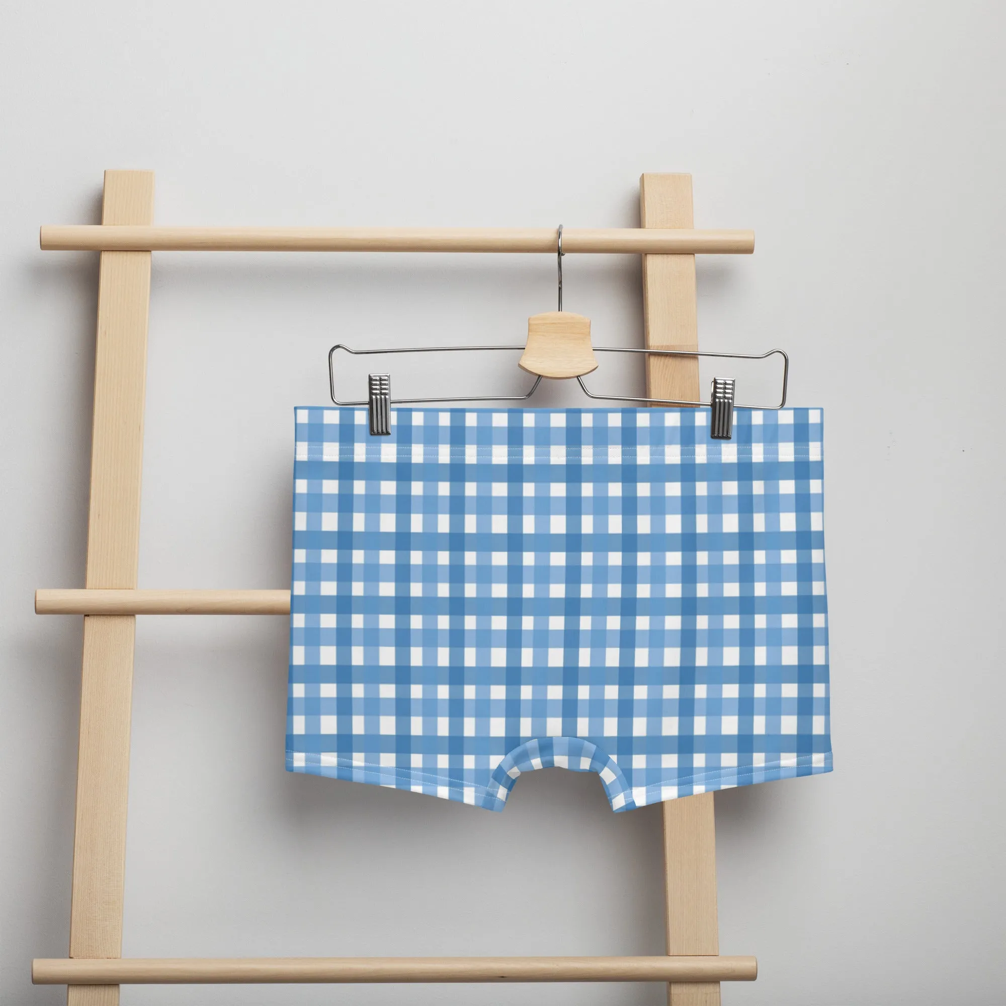 Gingham blue boxer briefs for men