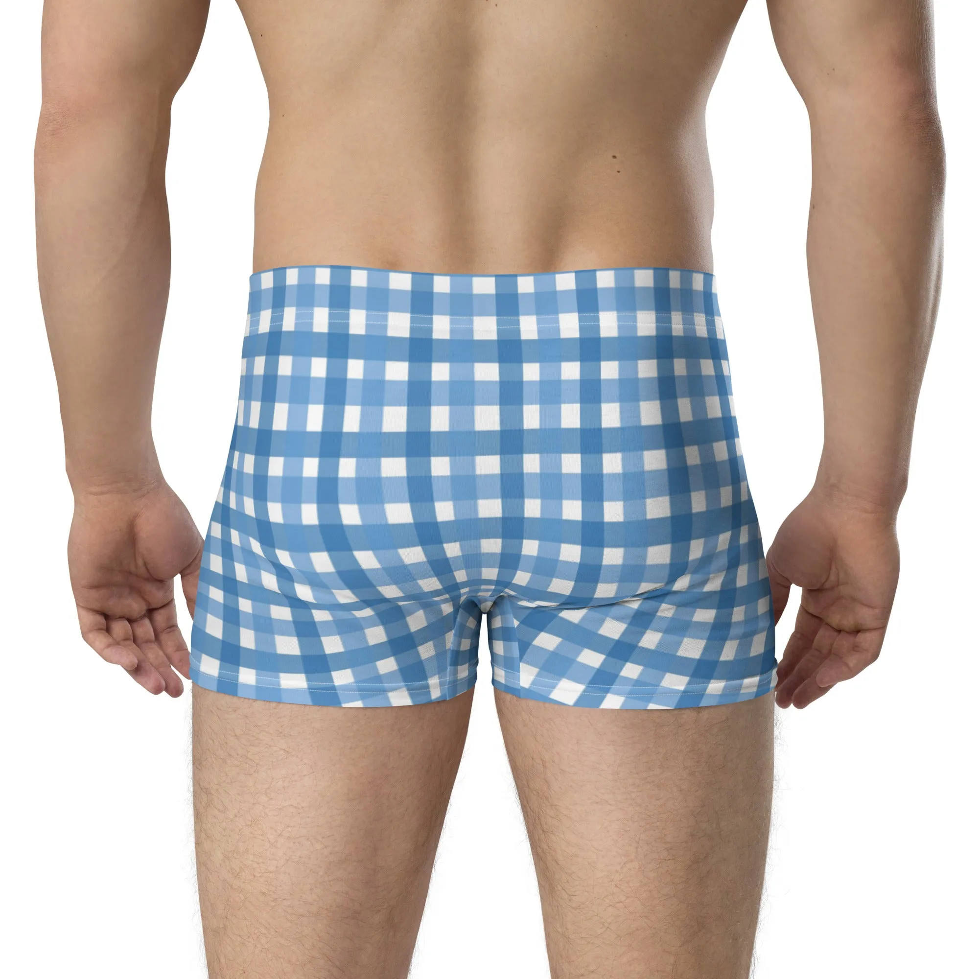 Gingham blue boxer briefs for men