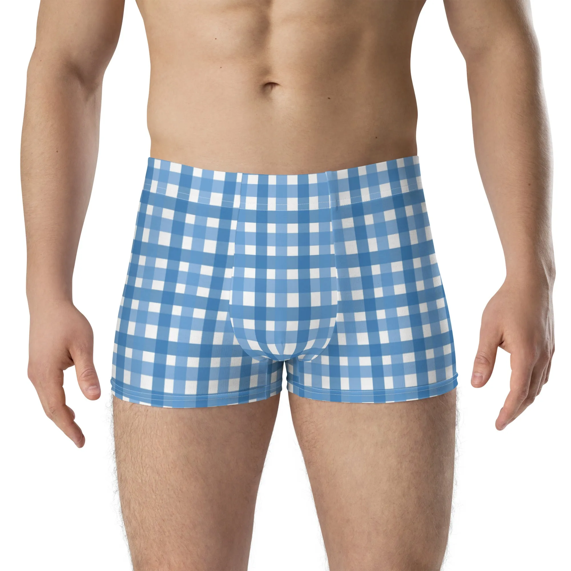 Gingham blue boxer briefs for men