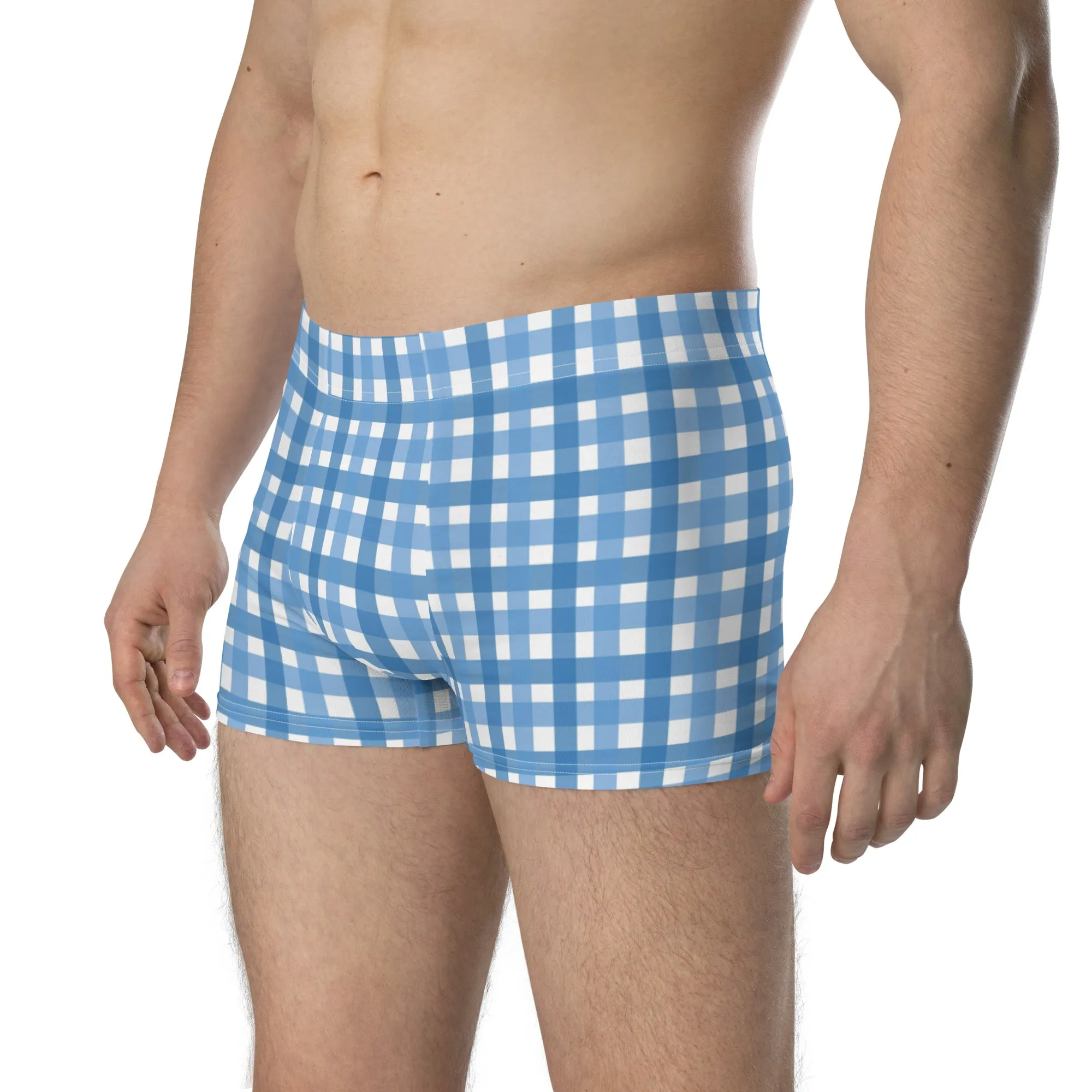 Gingham blue boxer briefs for men