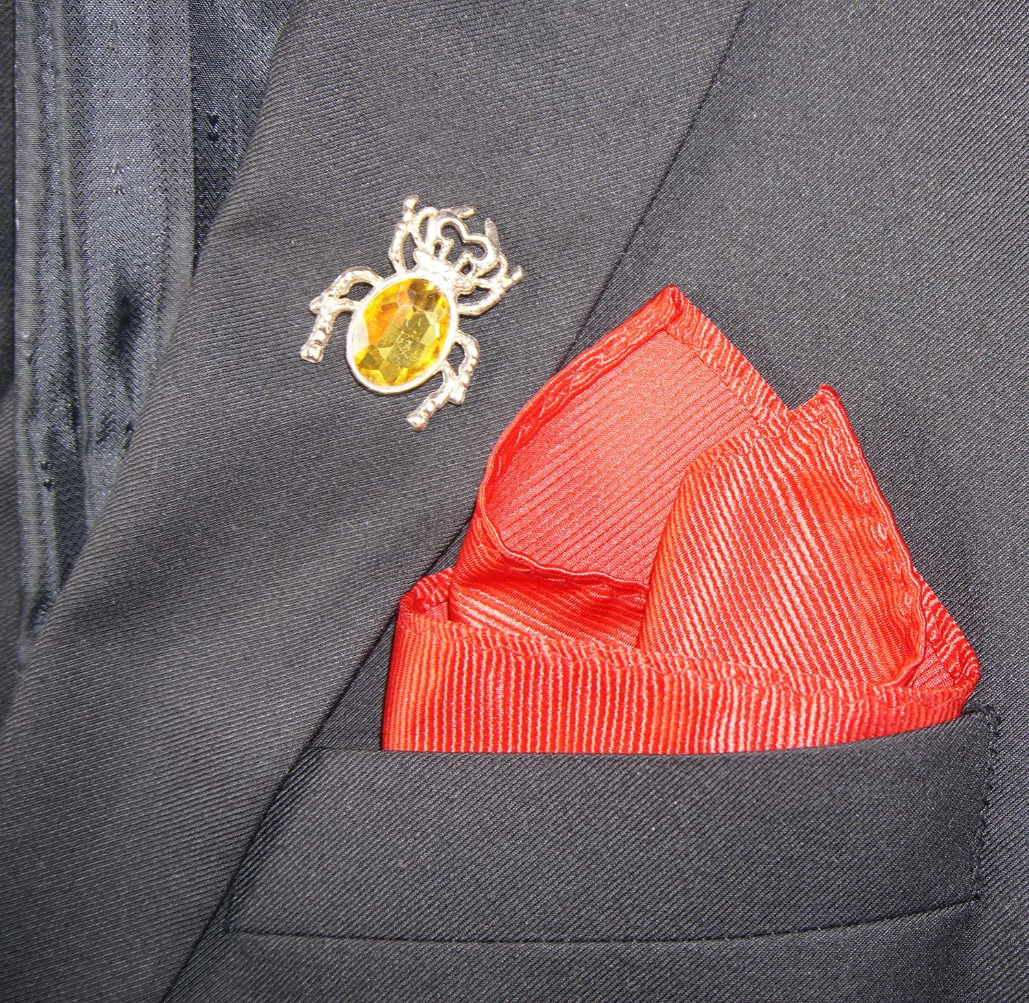 Golden Beetle Insect / Yellow Citrine Lapel Pin