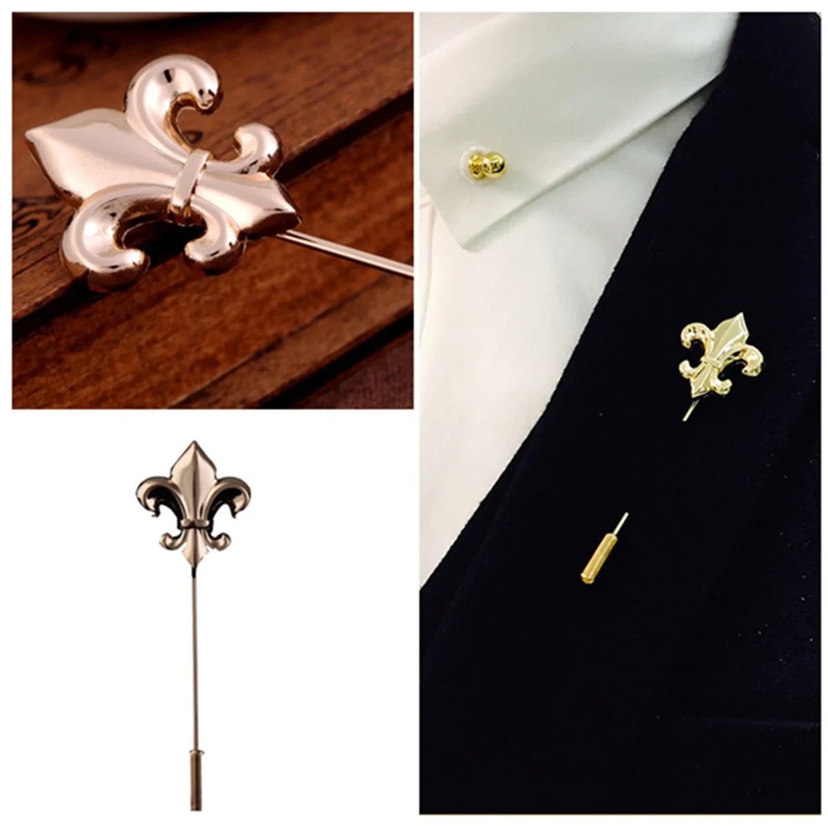 Golden French Lily (Fleur-de-lis) Lapel Pin