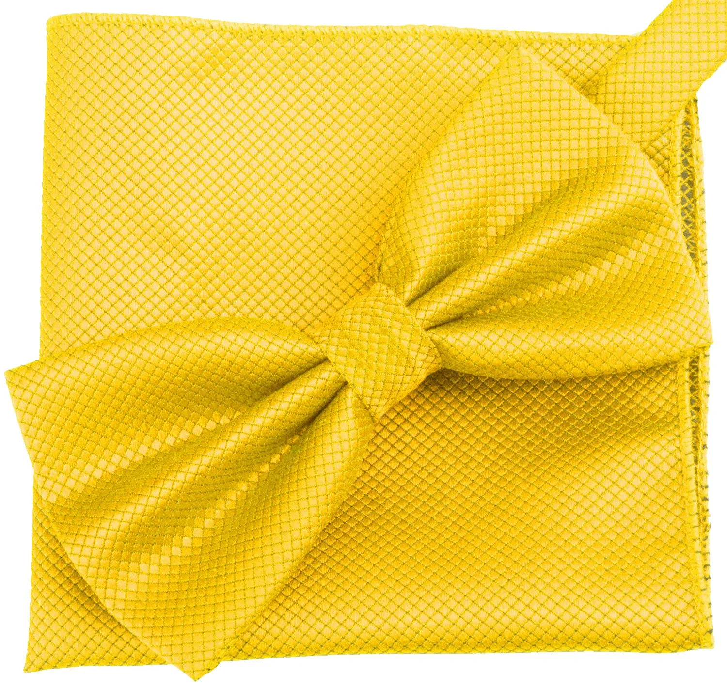 Golden Yellow [Diamond Shape Print] - Bow Tie and Pocket Square Matching Set