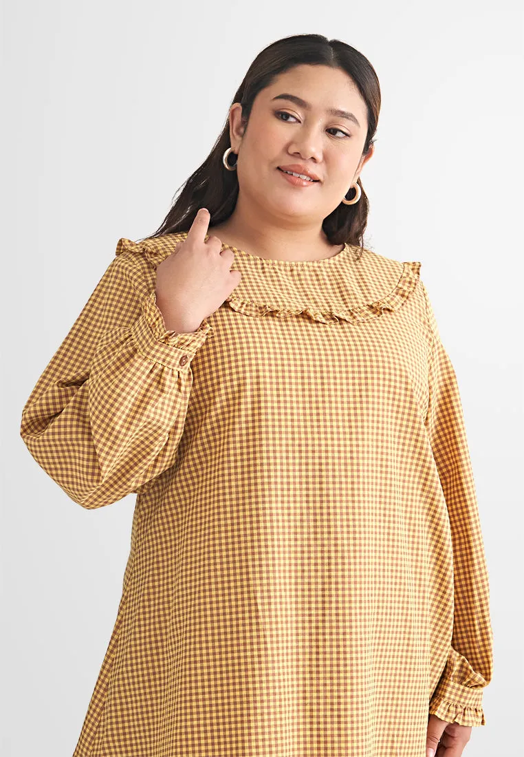 Gracelle Gingham Ruffles Bib Blouse