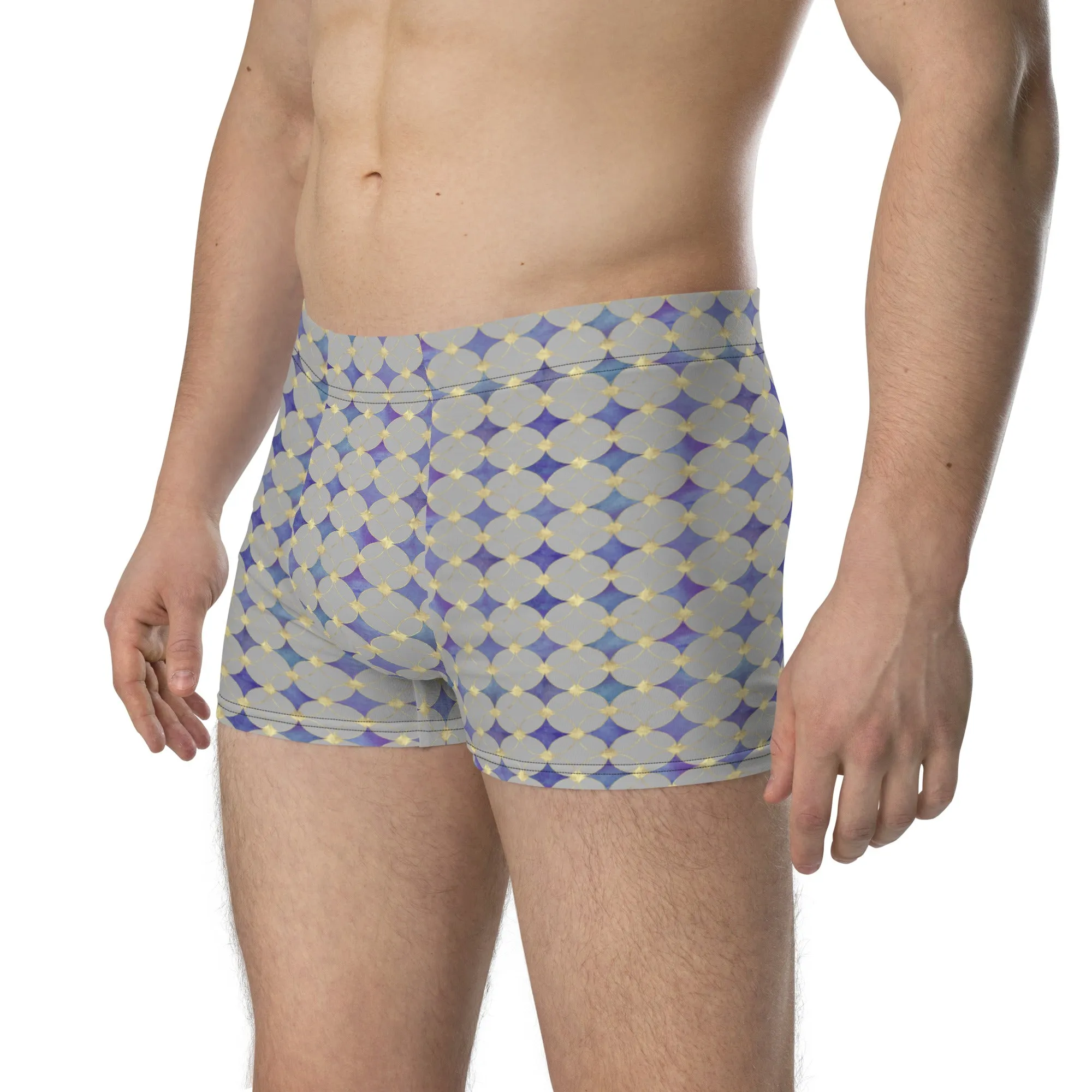 Grey graphic pattern boxer briefs for men