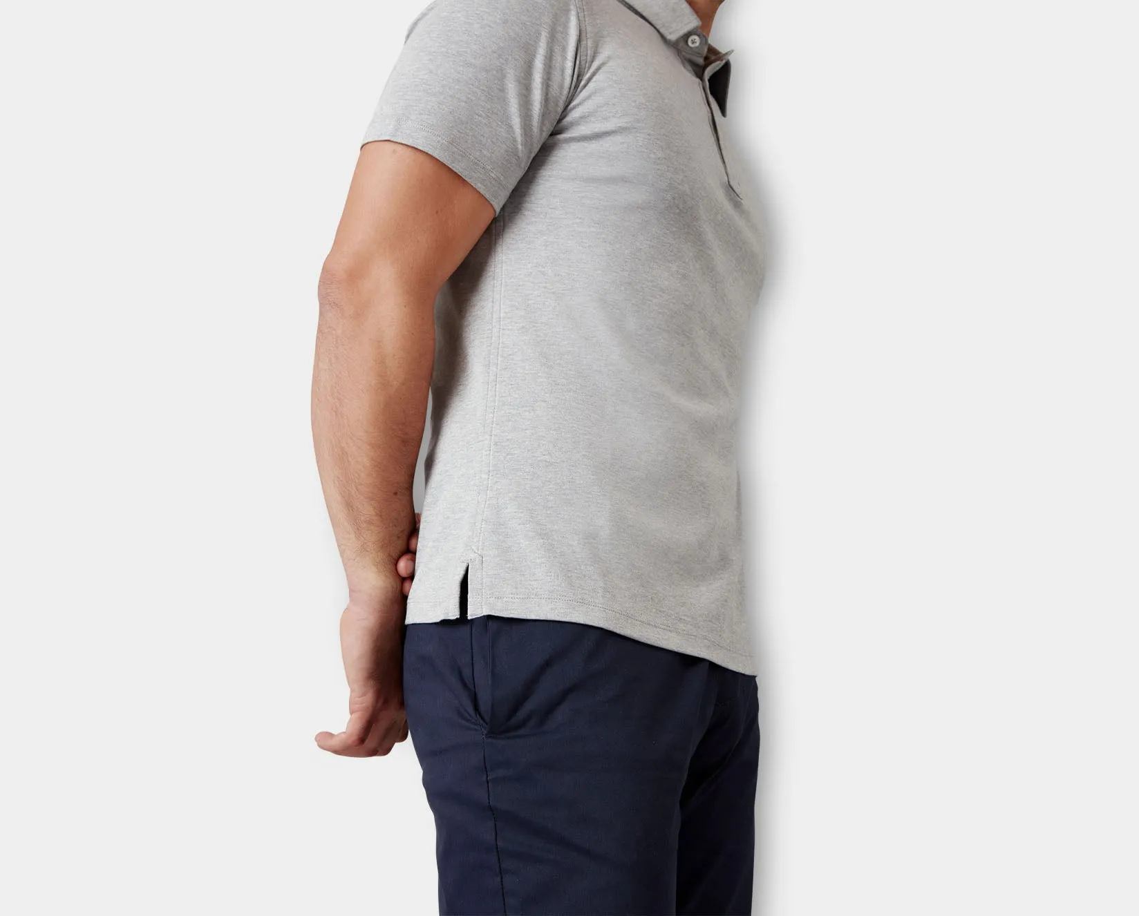 Grey Mélange Suvin Gold Cotton Polo Shirt