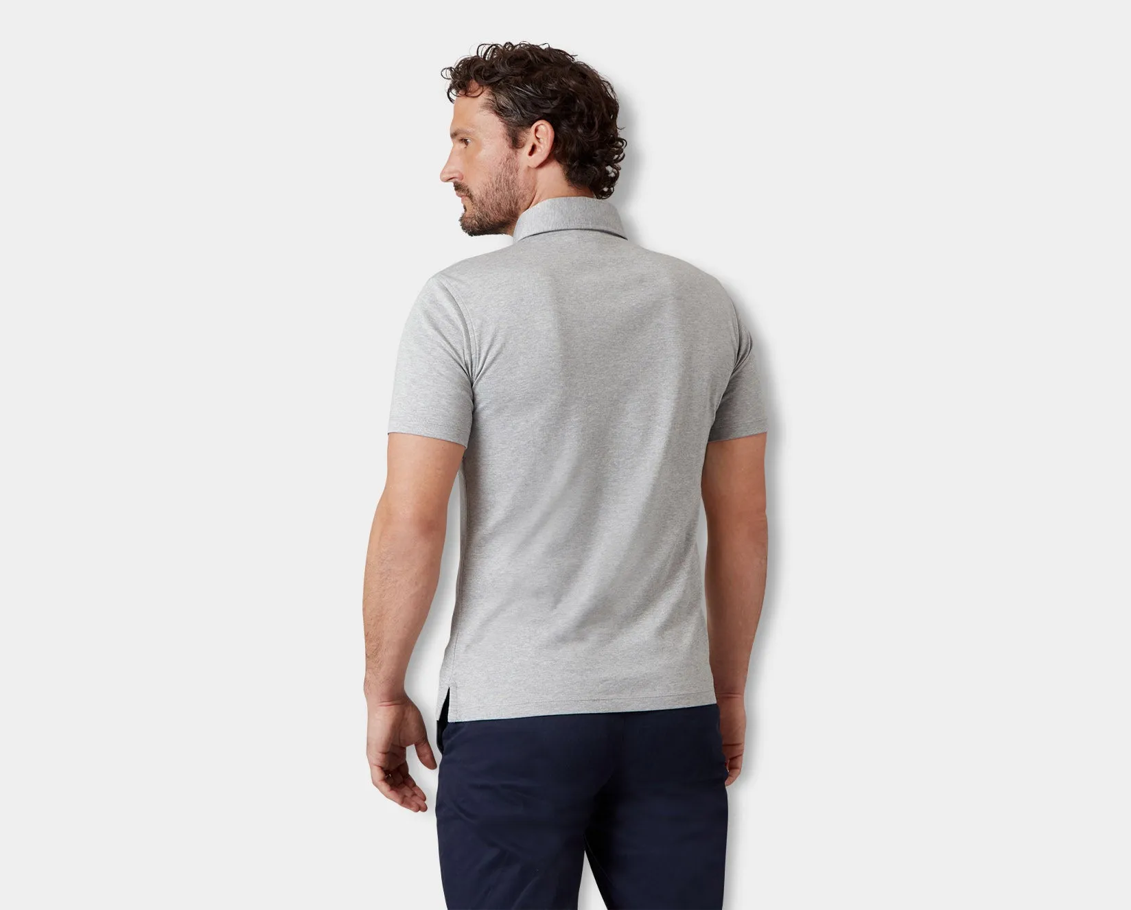 Grey Mélange Suvin Gold Cotton Polo Shirt