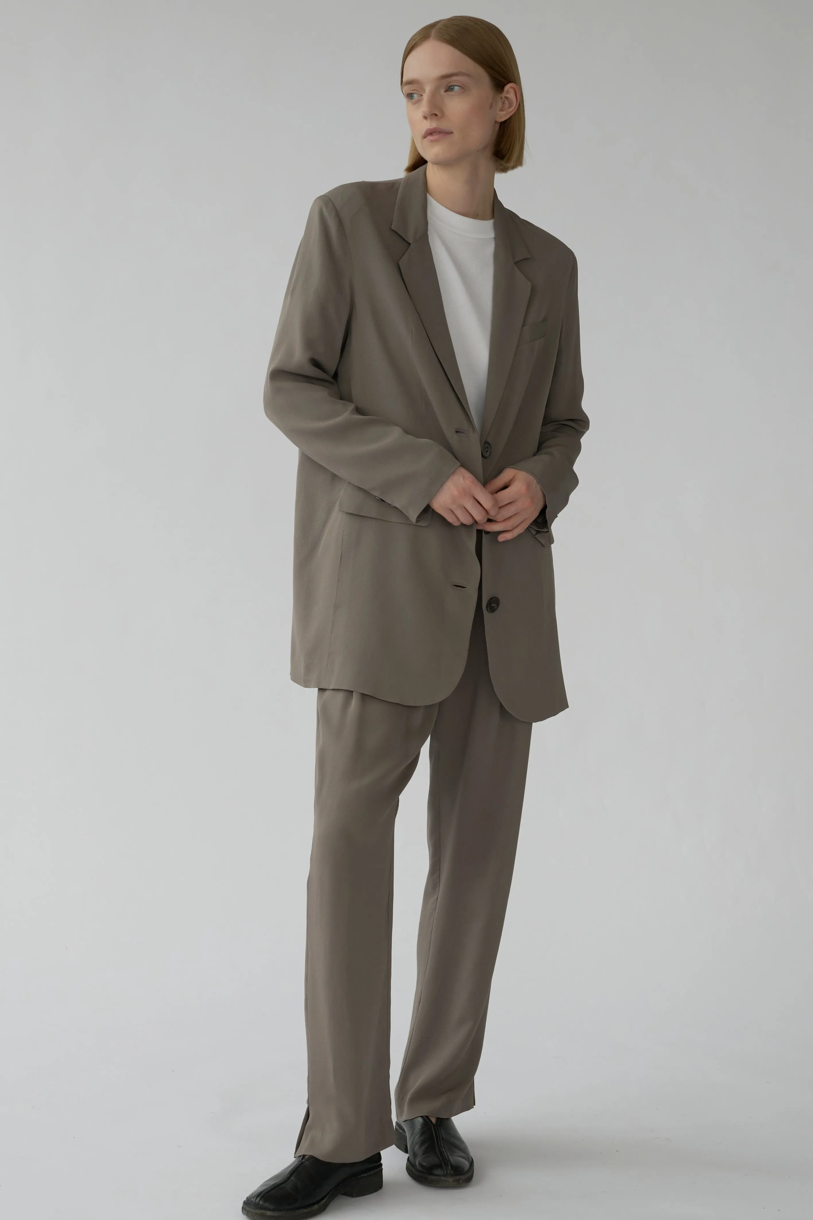 HAINES BLAZER - DARK TAUPE - SILK