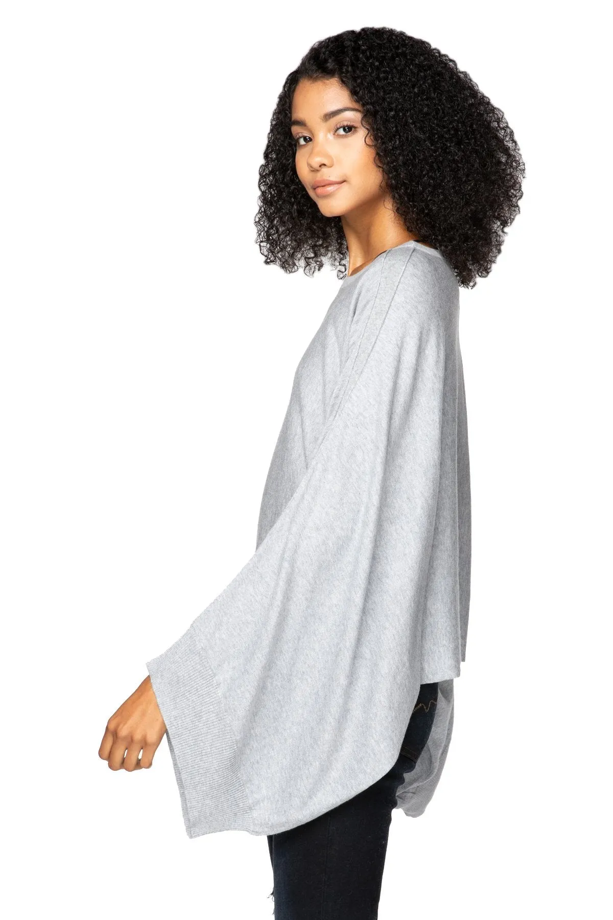 Harbor Crewneck Poncho Crop Sweater in Zen Blend