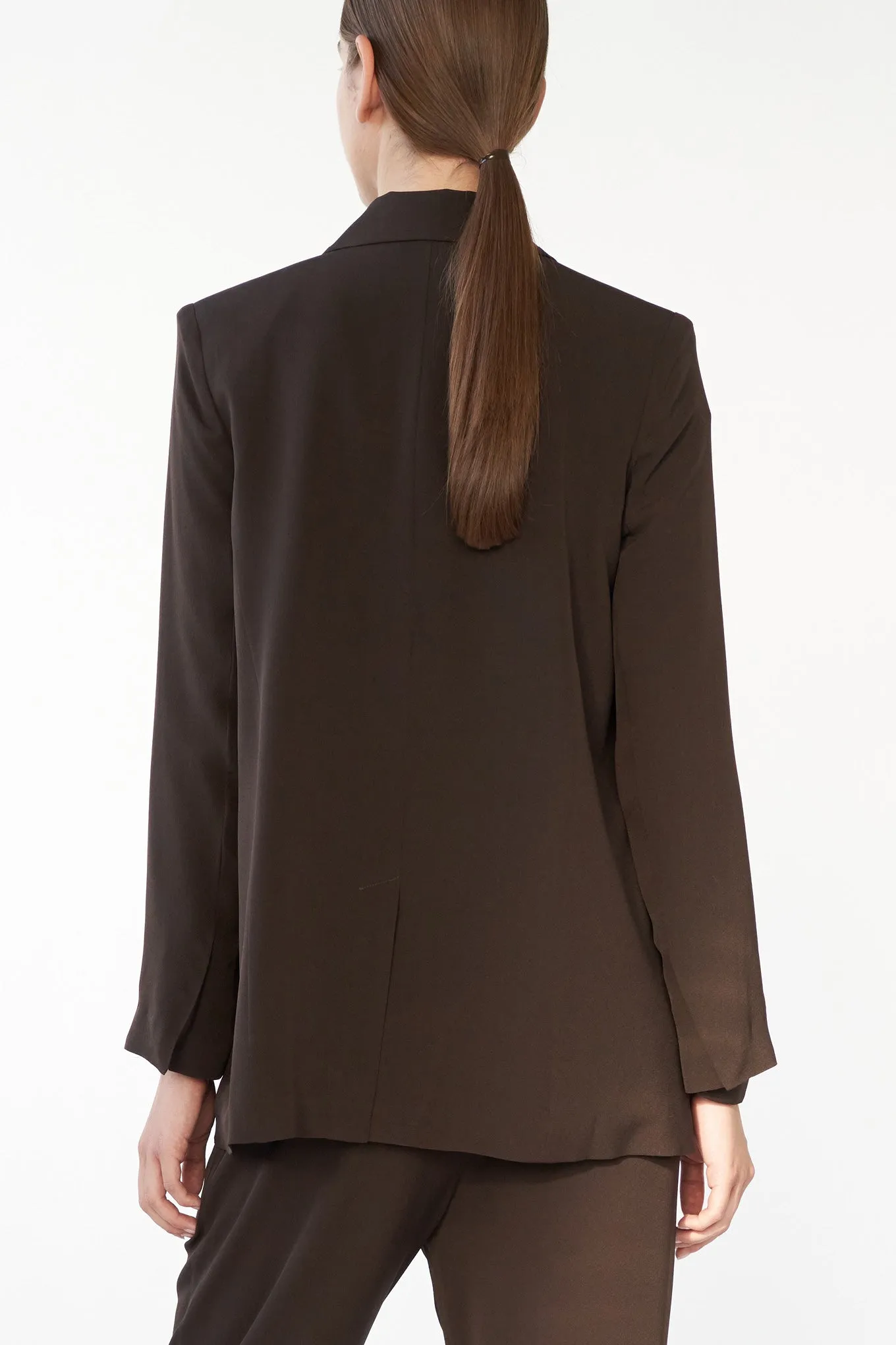 HARPERS BLAZER - DARK BROWN - SILK