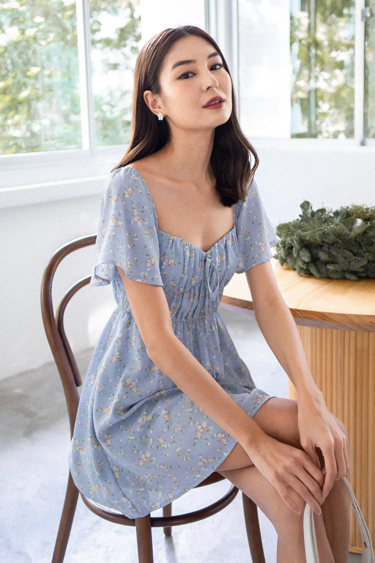 HAYLEY FLORAL DRESS IN BLUE