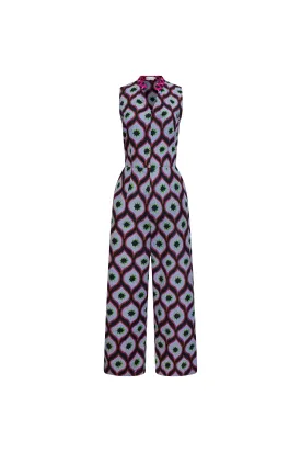 Kayin Jumpsuit - Grey Pink and White African Ankara Wax Cotton Print