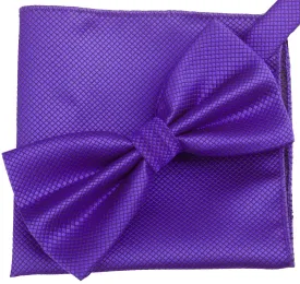 King Purple [Diamond Shape Print] - Bow Tie and Pocket Square Matching Set