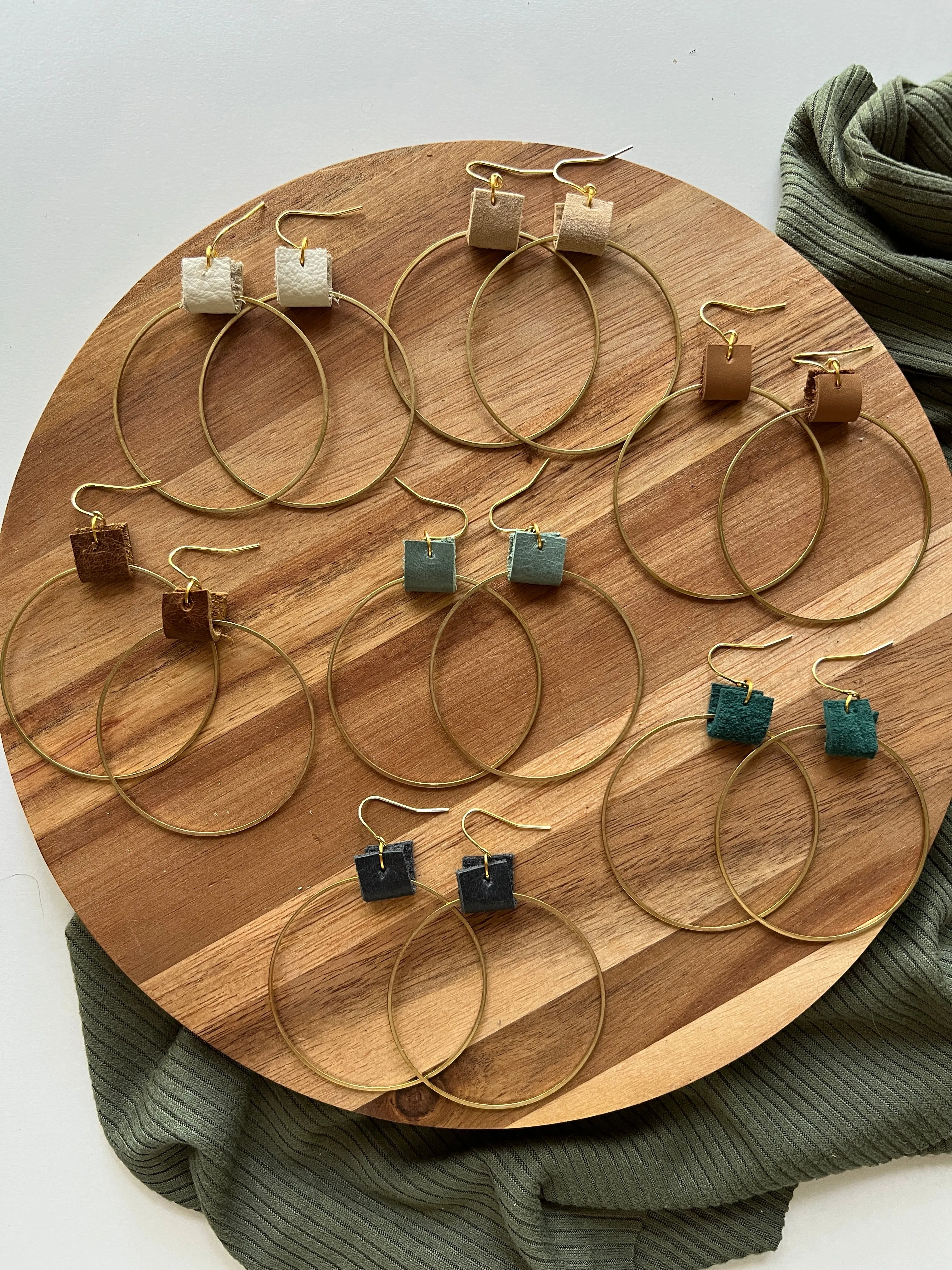 Large August Hoops | Leather Earrings