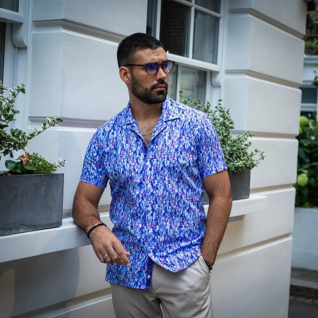 Lavender Fields Open Collar Shirt