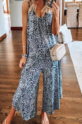 Leopard Loose Slip Jumpsuits