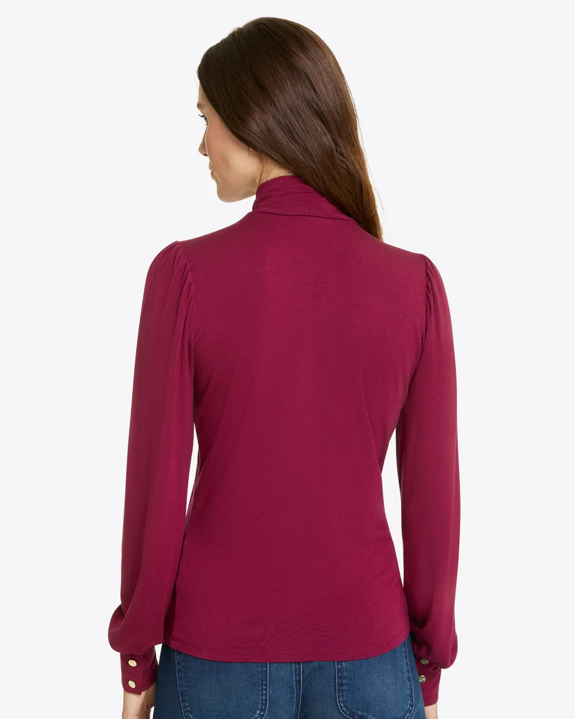 Long Sleeve Puff Mock Neck