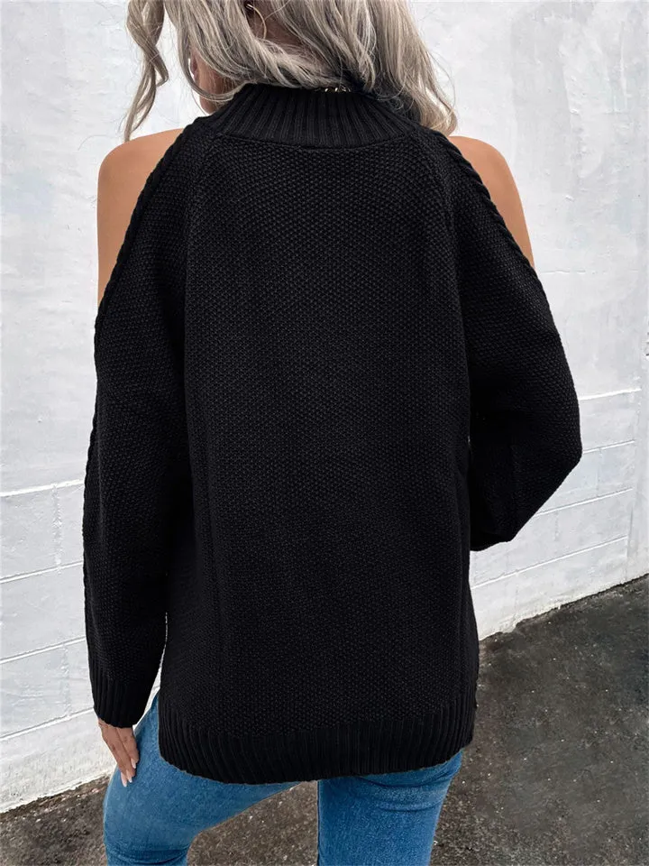 Loose Off-the-shoulder Solid Color Casual Sweater