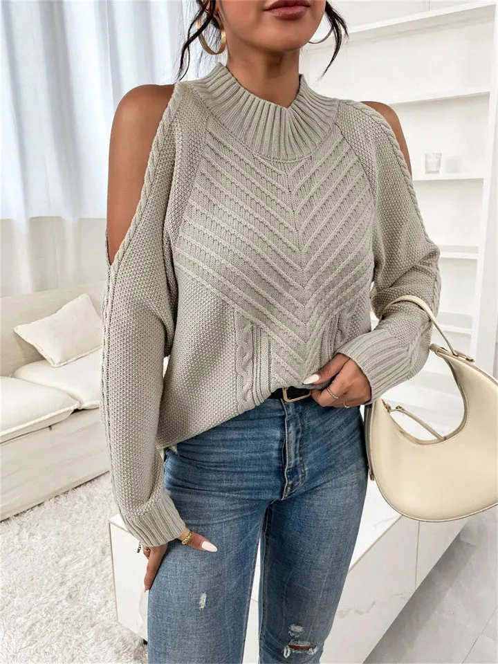 Loose Off-the-shoulder Solid Color Casual Sweater