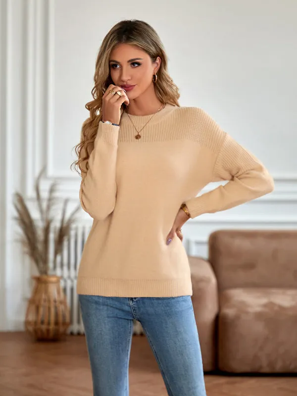 Loose Round Neck Long Sleeve Ladies Sweater