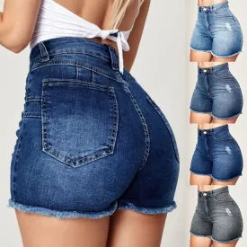 LVSANW 2024 Women's Summer High Waisted Mini Denim Shorts Sexy Ladies Club Party Wear Slim Bodycon Short Jeans Chic Denim Skirt Female