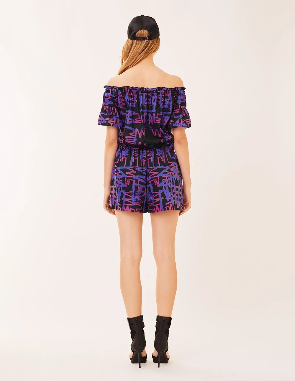 MARK FAST Women MF Graffiti Pattern Off-Shoulder Rompers