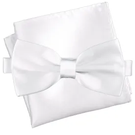 Marshmallow White [Silky Smooth] - Bow Tie and Pocket Square Matching Set