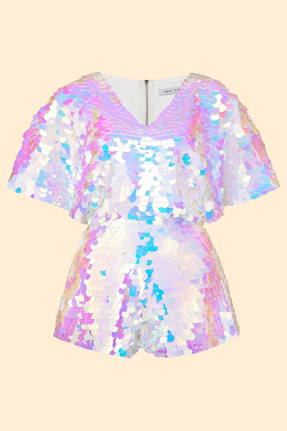 MELLA SEQUIN CAPE PLAYSUIT - OPAL