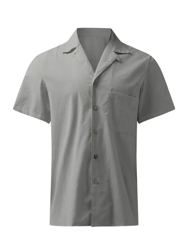 Men's Woven Linen Loose Lapel Shirt