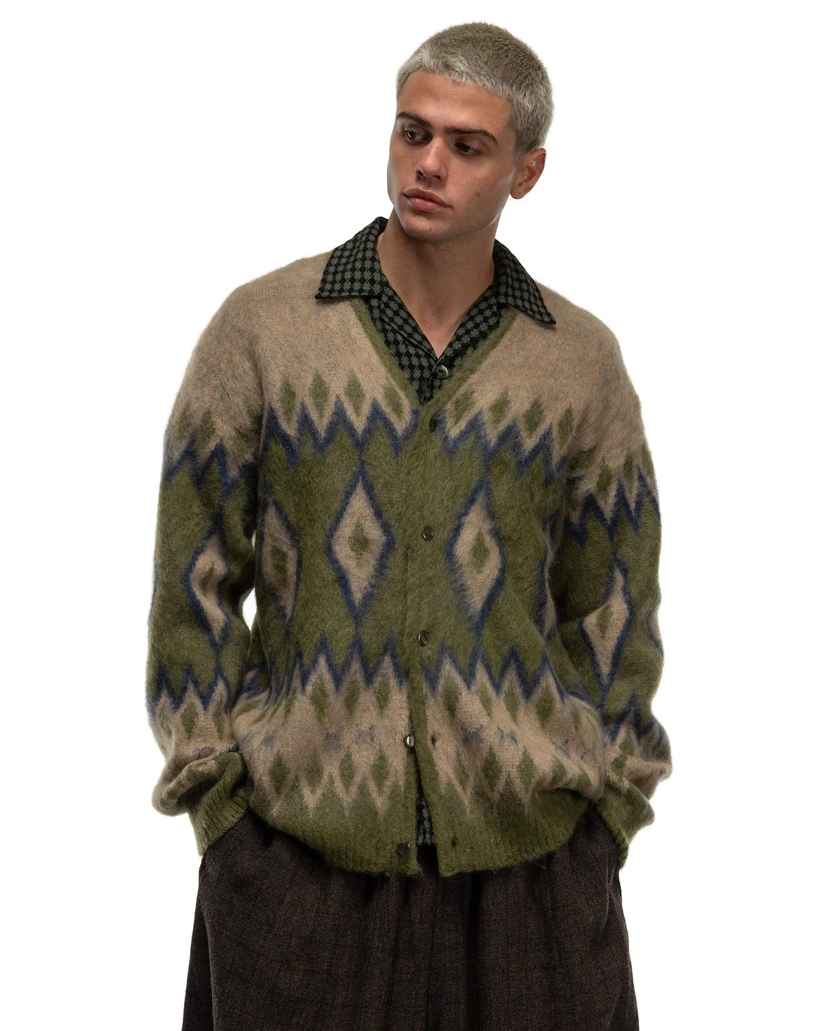 Mohair Cardigan - Diamon Olive