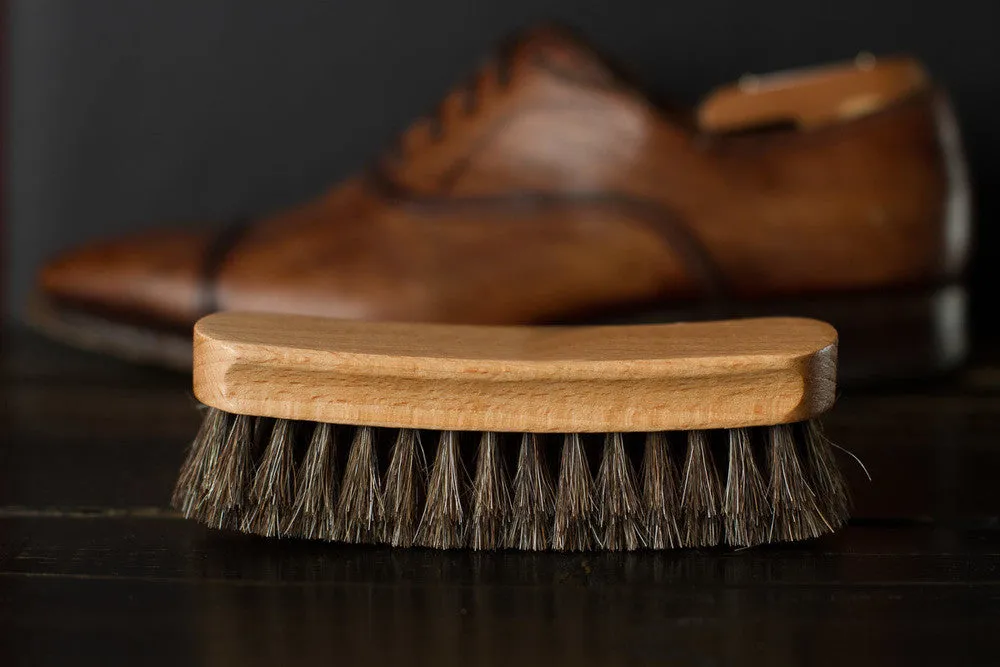 Mongolian Horsehair Shine Brush with Mahogany Wood Handle