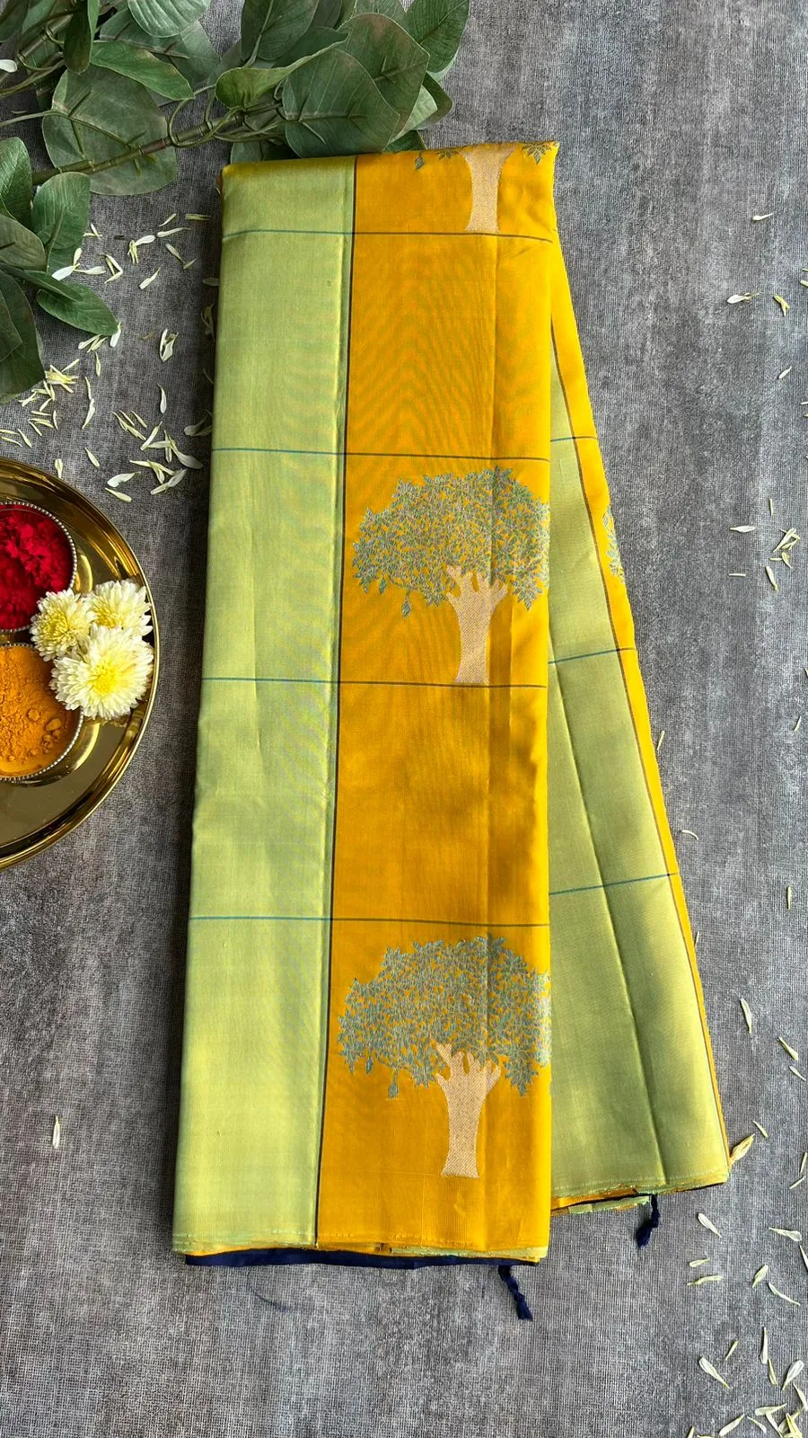 Multicolour kanjivaram soft silk saree with blouse