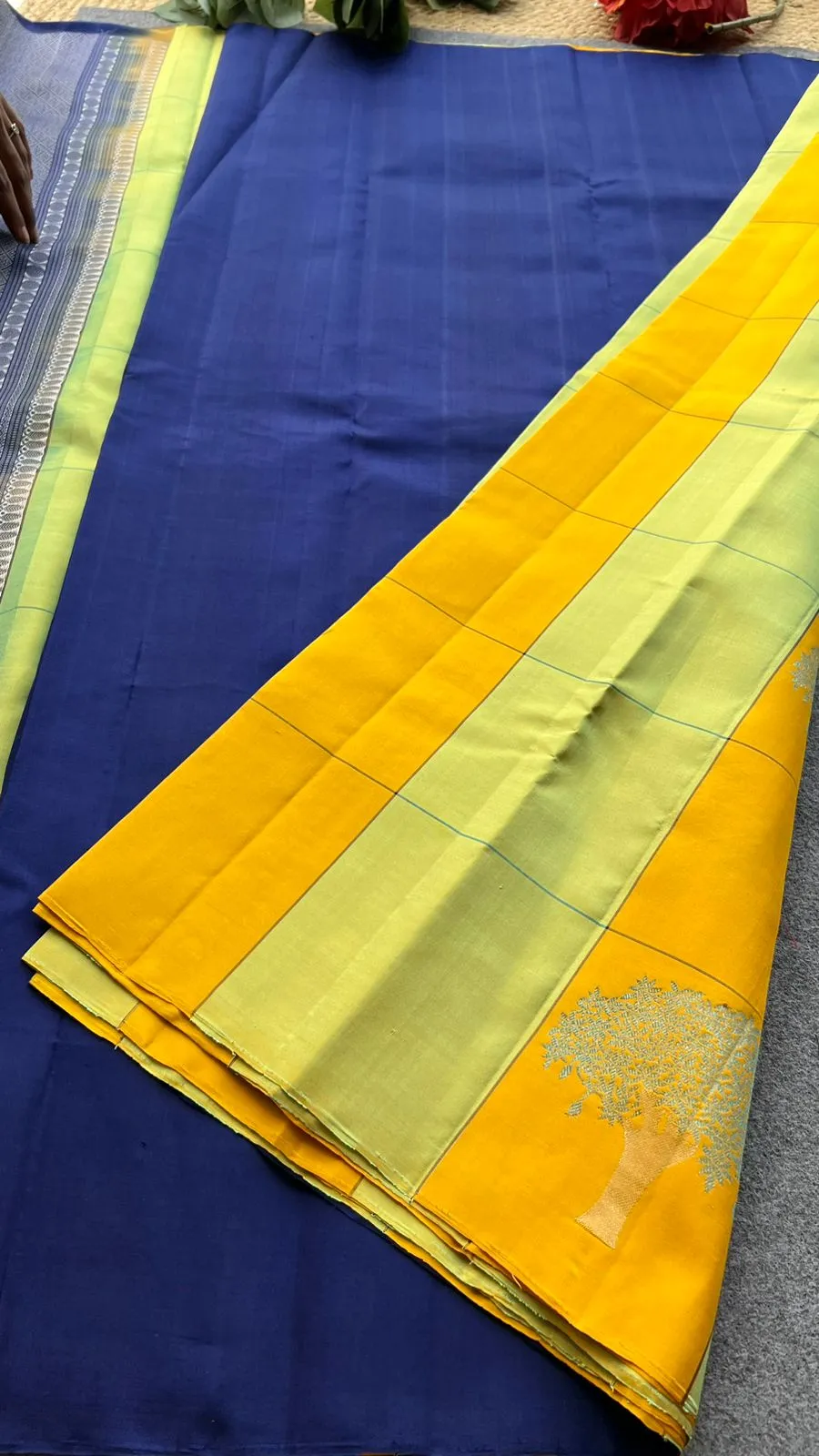 Multicolour kanjivaram soft silk saree with blouse