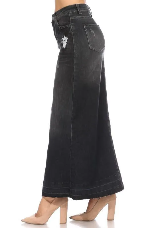 Nevaeh Black Wash Denim Skirt