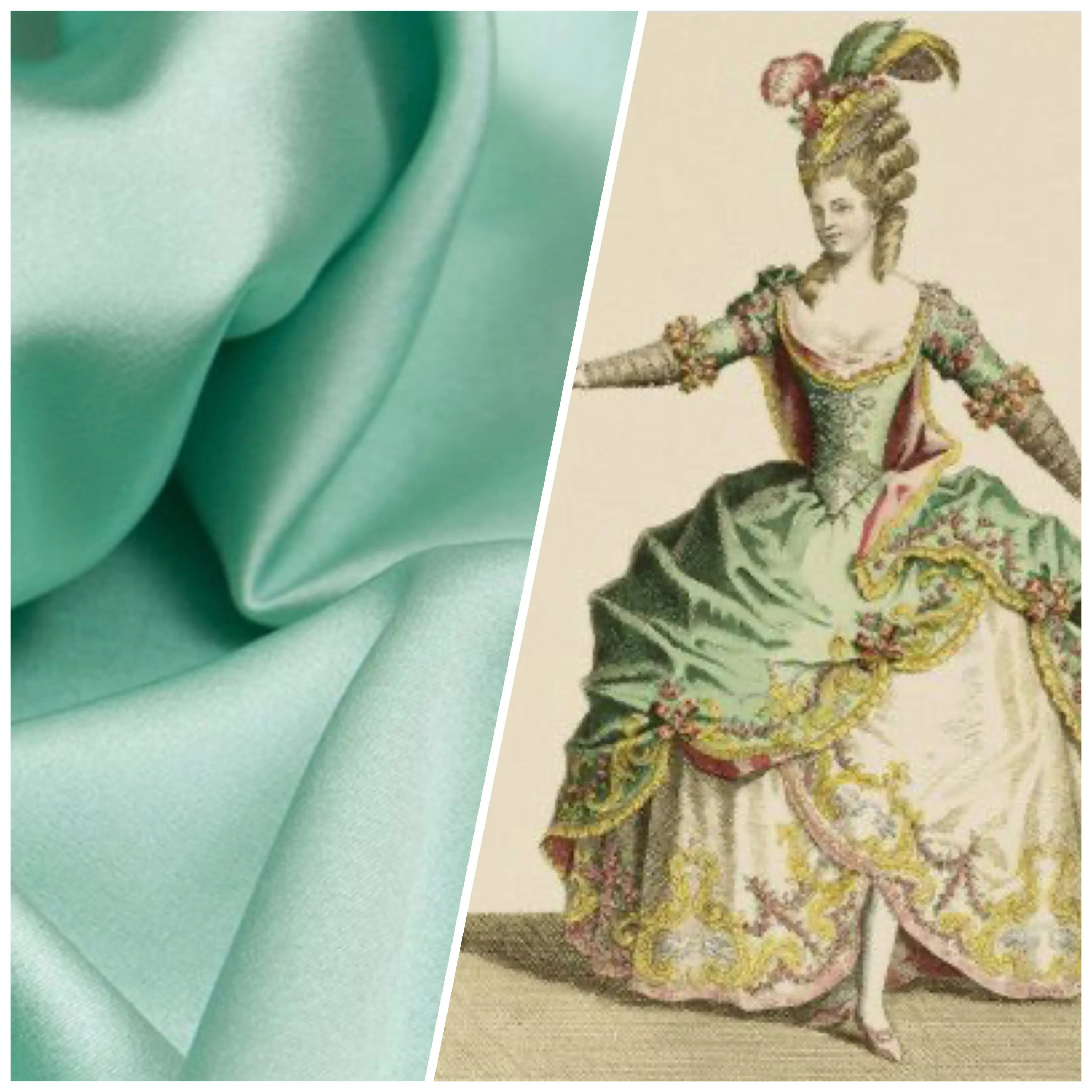 NEW Countess Savannah 100% Silk Sea Foam & Pistachio Double Sided Satin Fabric