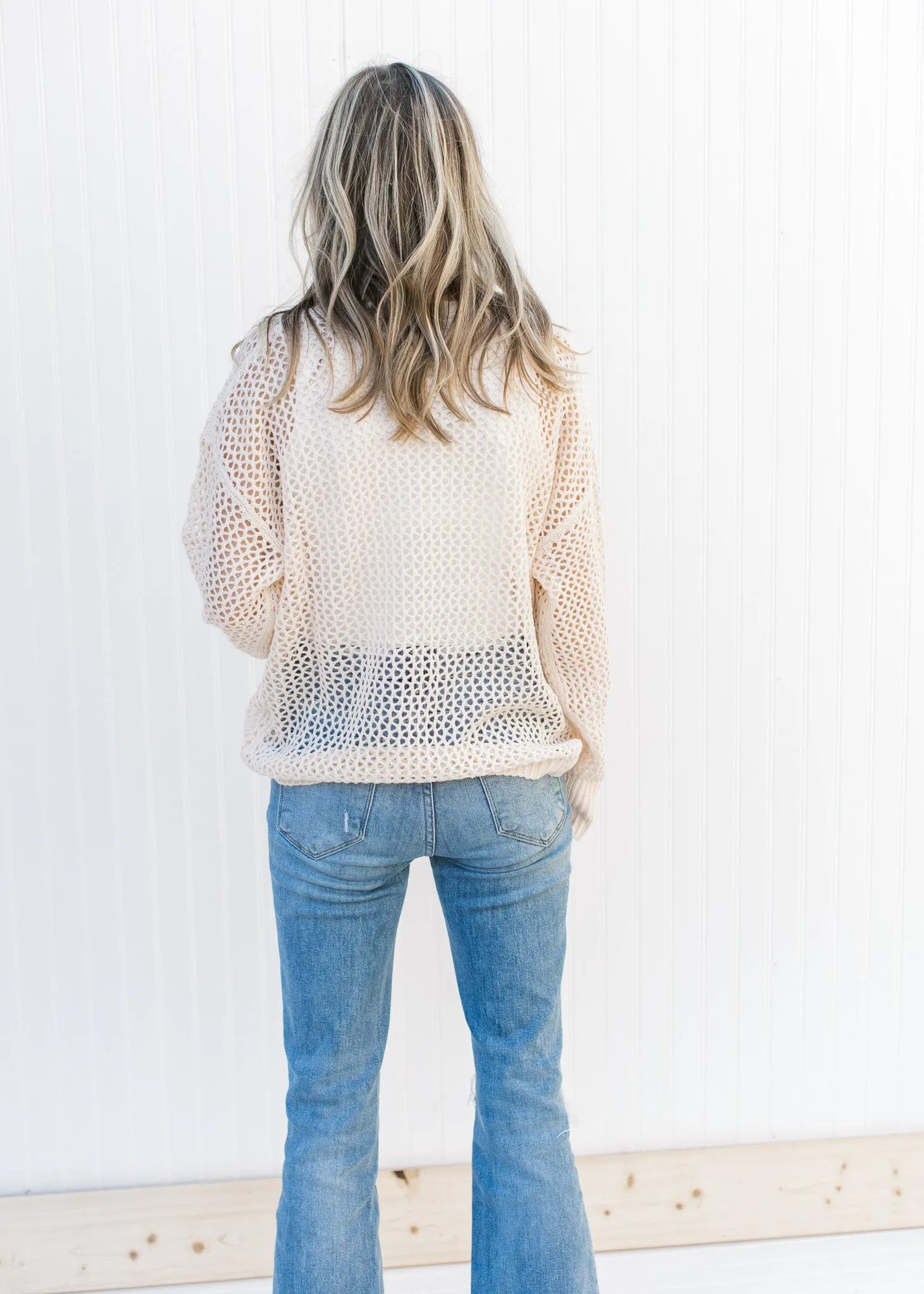 Open Weave Barely Cream Sweater