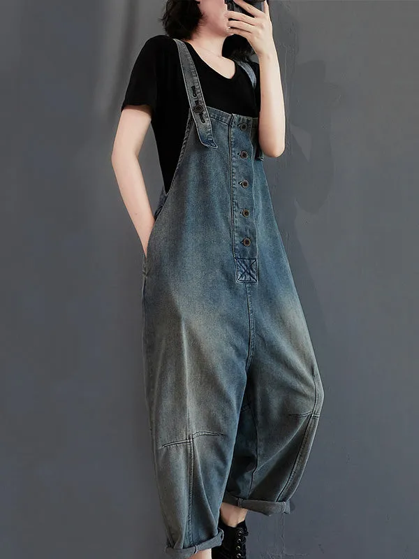 Original Solid Elasticity Denim Jumpsuits