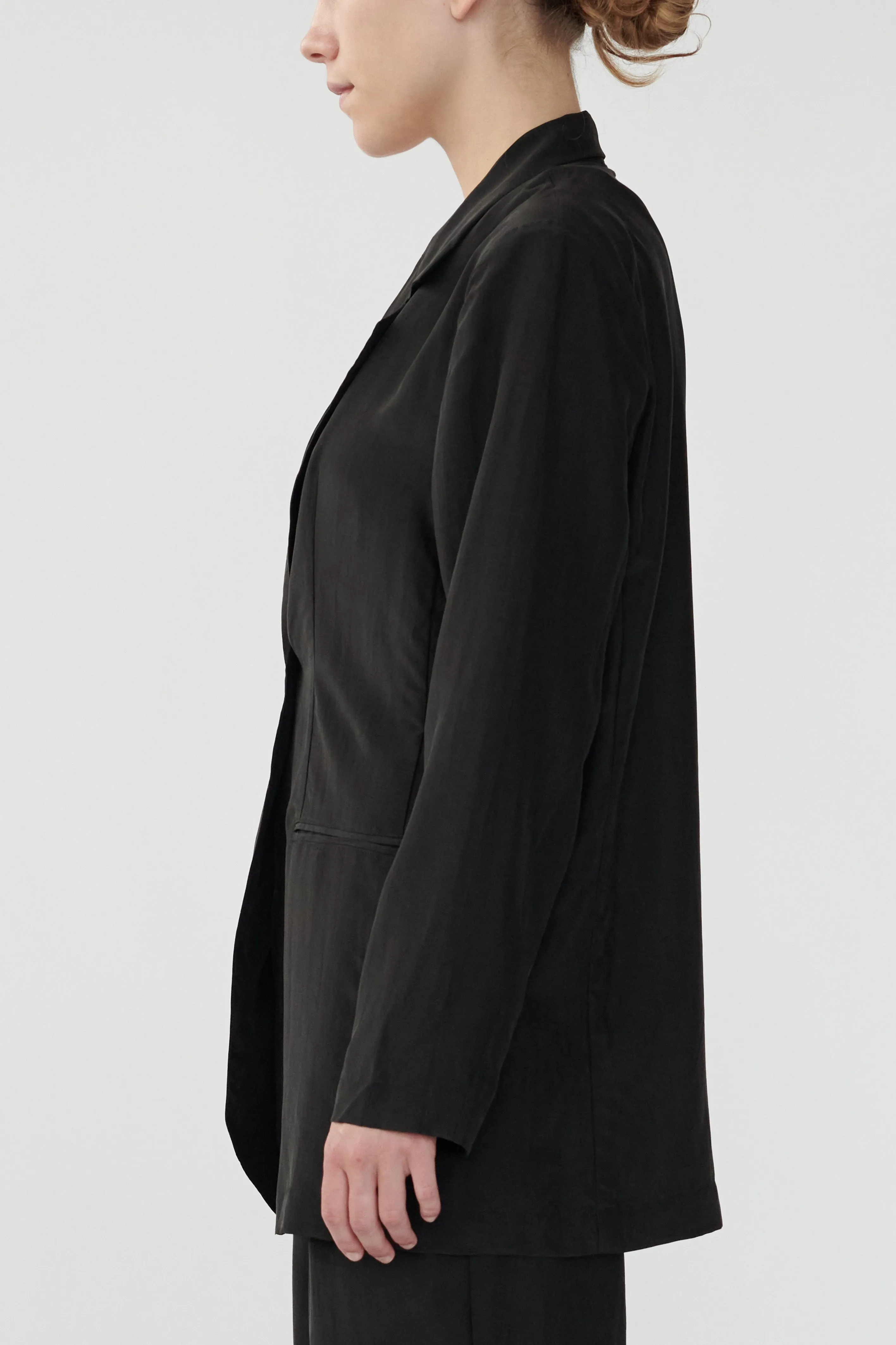 OTIS CLOSED BACK BLAZER - BLACK - RECYCLED SILK/SILK