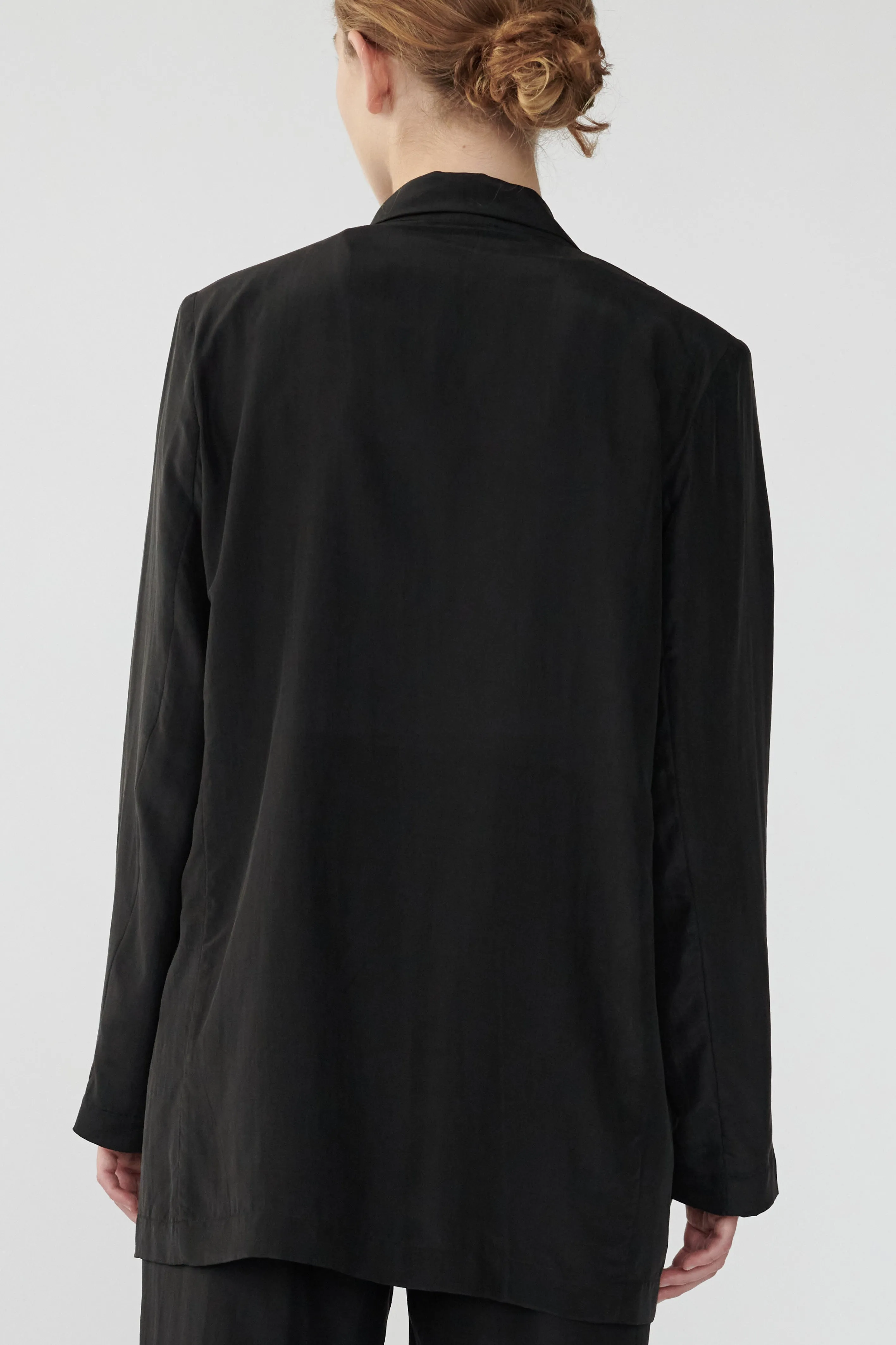 OTIS CLOSED BACK BLAZER - BLACK - RECYCLED SILK/SILK