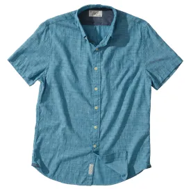 Pearson Printed Slub Twill Shirt - Teal Twill (Final Sale)