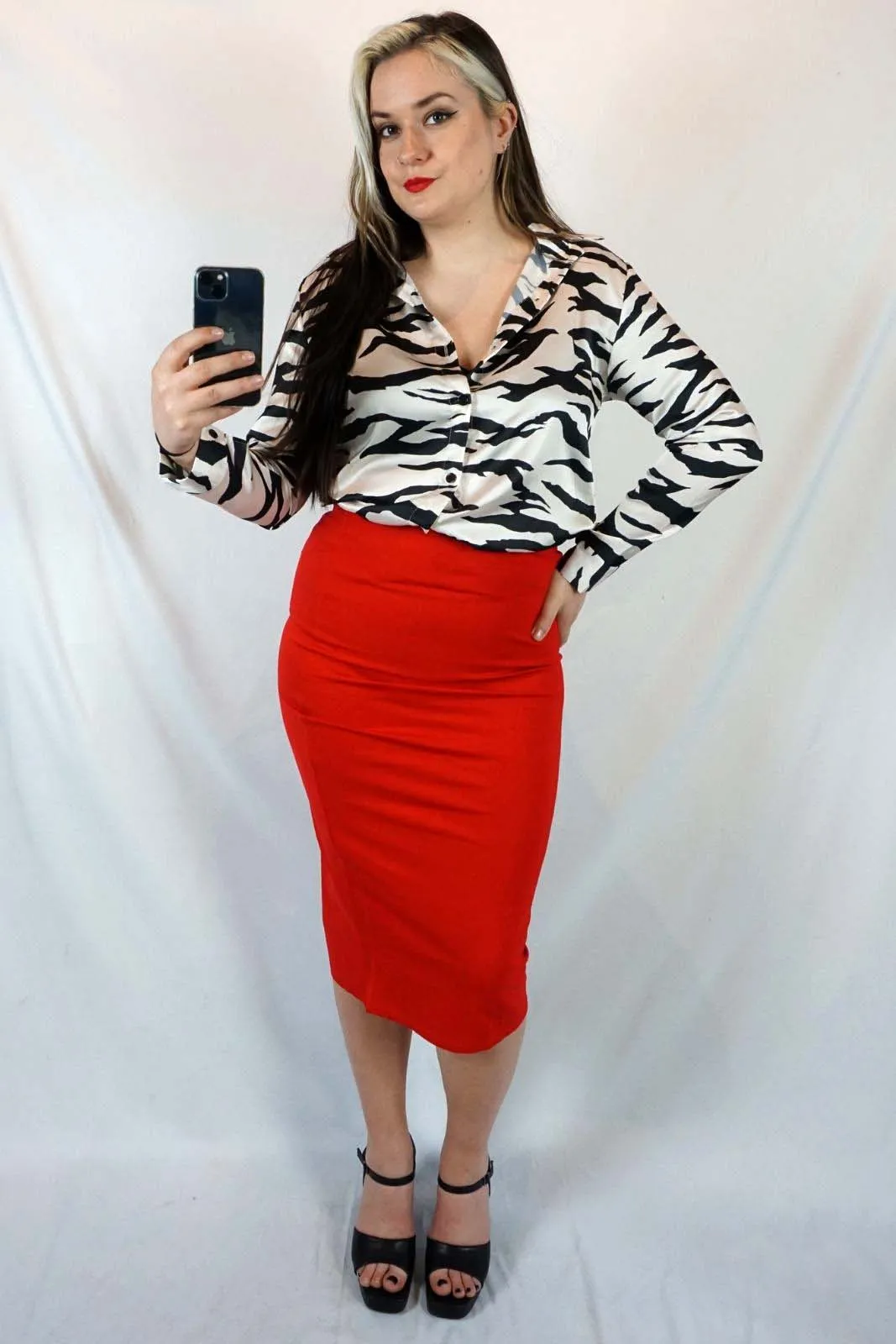 Pencil Skirt Red