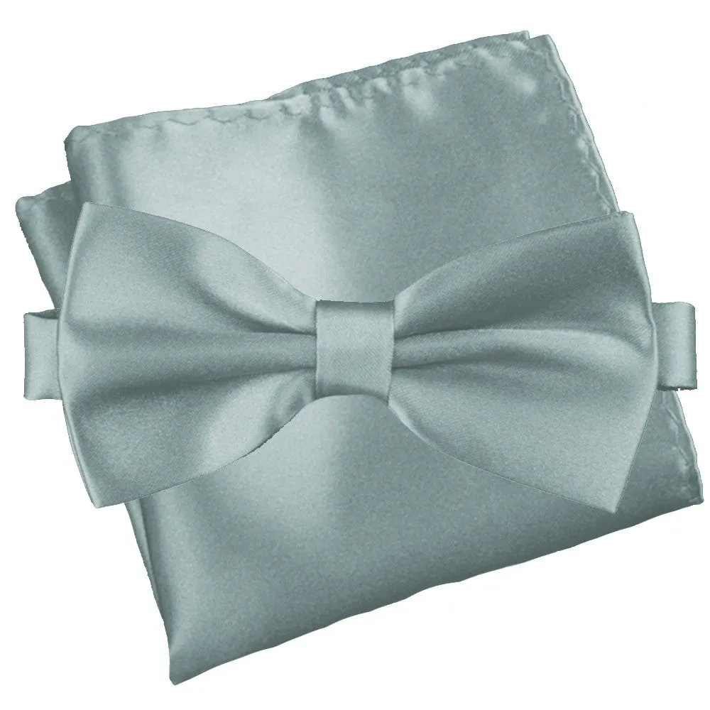 Pewter Grey [Silky Smooth] - Bow Tie and Pocket Square Matching Set