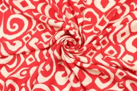 Printed Crêpe Marocain Viscose - Red Damask - M.O.Q 30 Mts